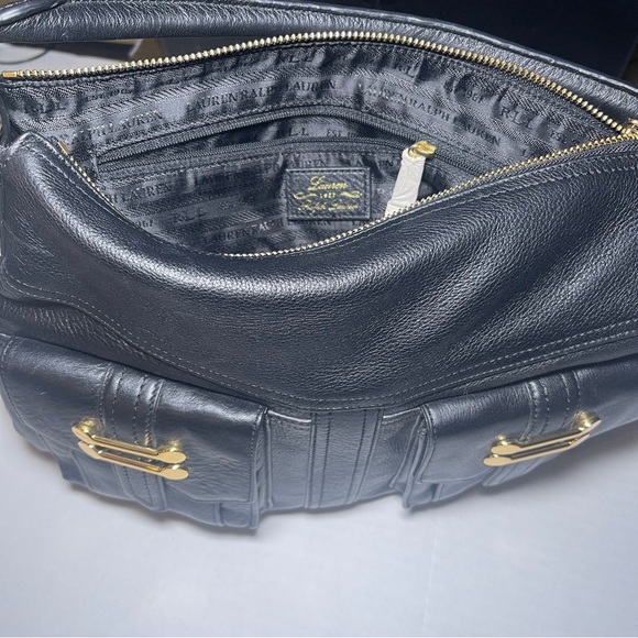 Lauren Ralph Lauren Bermondsey Black Hobo Pebbled Leather Bag Dust Bag - Picture 4 of 14